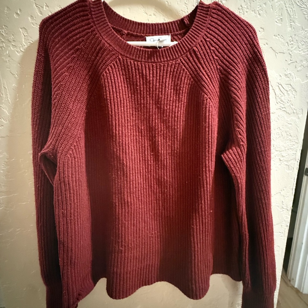 Jessica Simpson Ribbed Knit Sweater - Deep Red